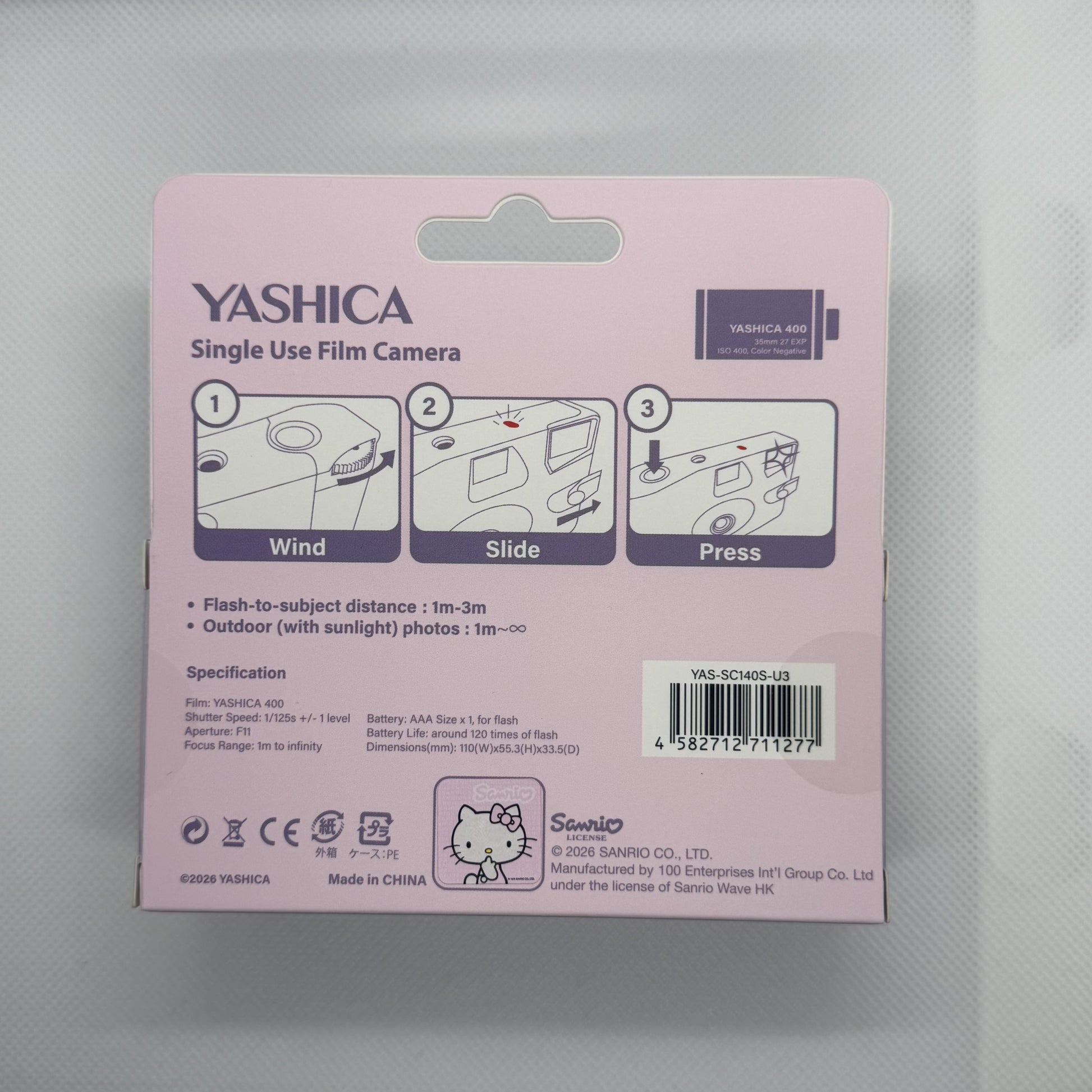 Yashica Kuromi single use camera, back