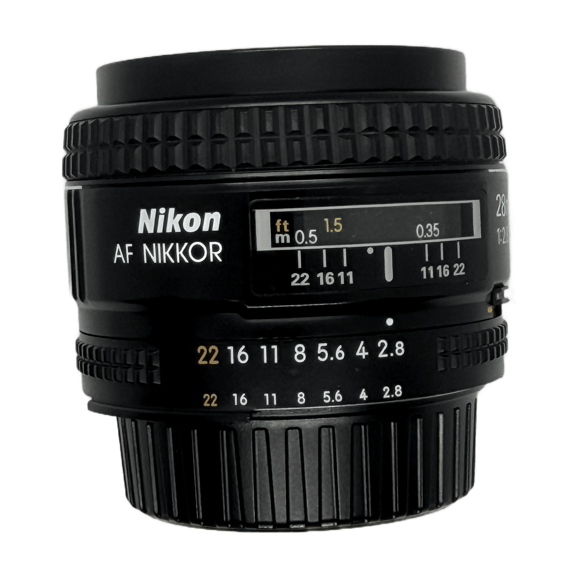 Nikon AF Nikkor 28mm f/2.8 D, side